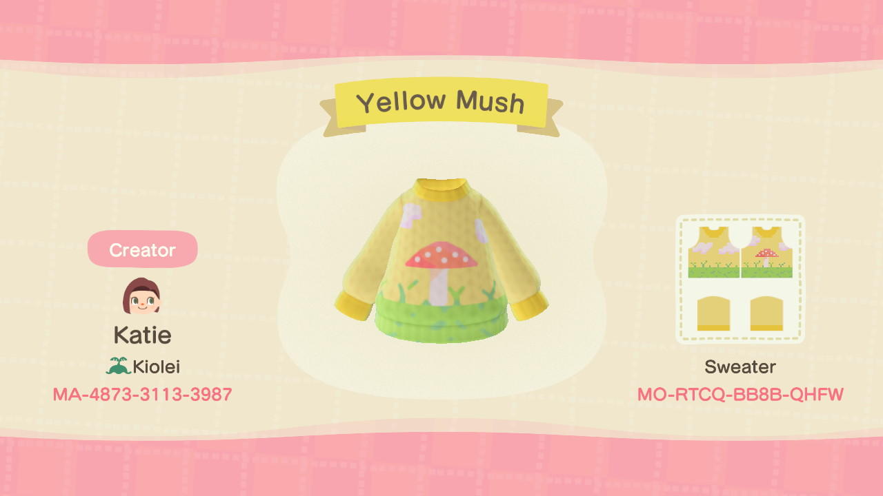 Animal Crossing Design Code: MO-RTCQ-BB8B-QHFW Yellow Mush