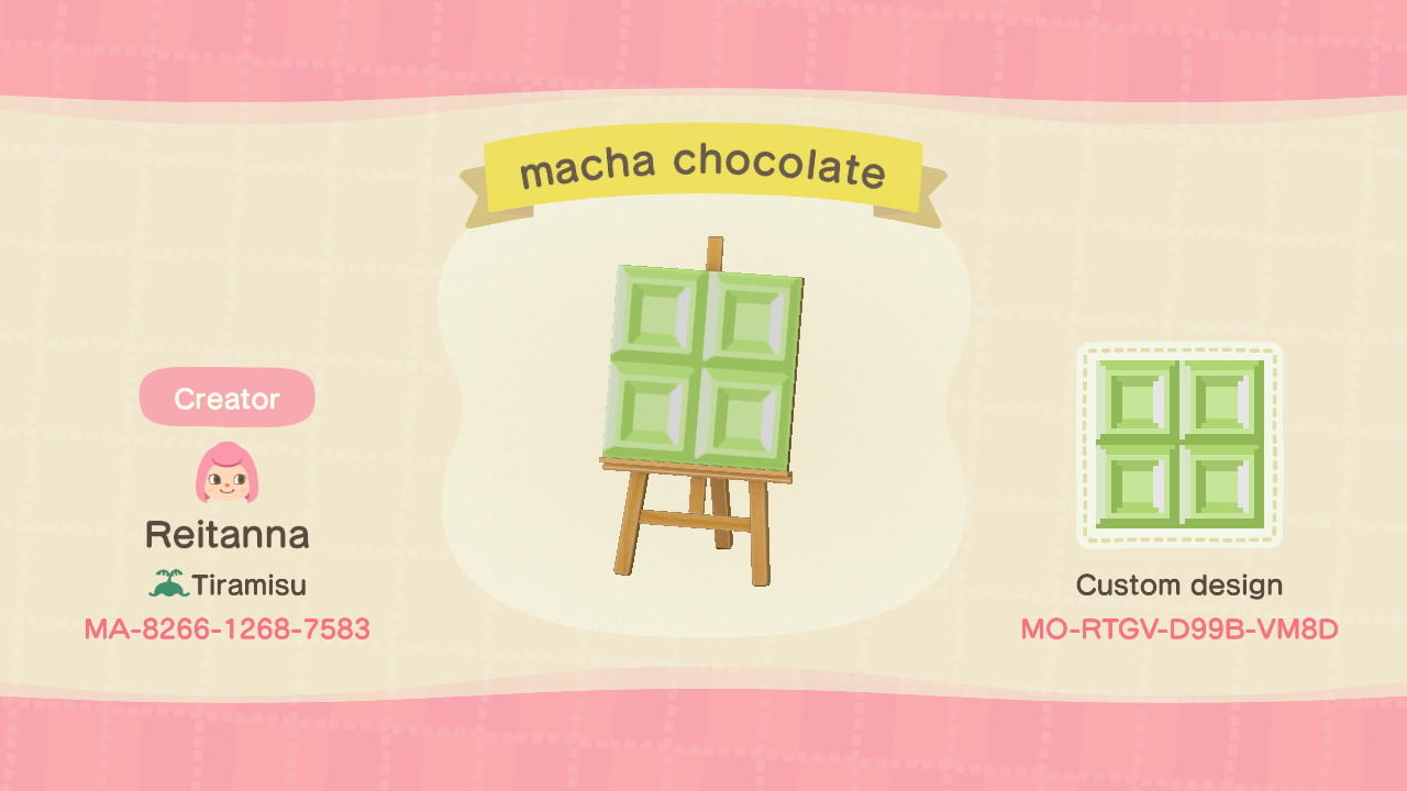 Animal Crossing Design Code: MO-RTGV-D99B-VM8D macha chocolate