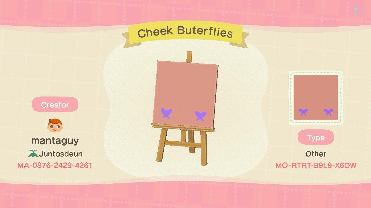Animal Crossing Design Code: MO-RTRT-B9L9-X6DW Cheek Butterflies