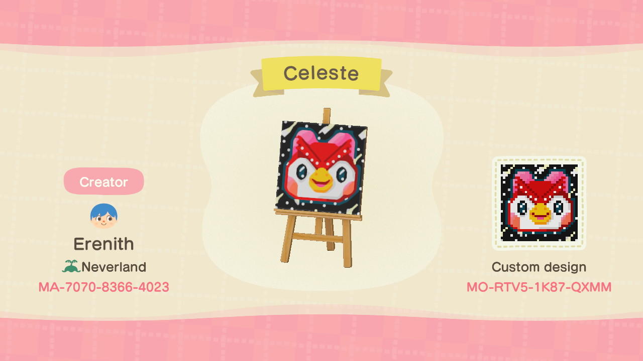 Animal Crossing Design Code: MO-RTV5-1K87-QXMM Celeste