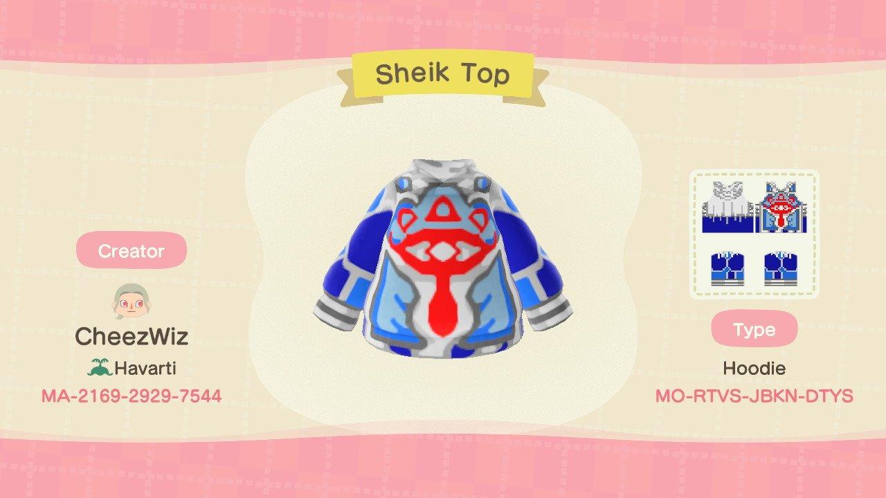 Animal Crossing Design Code: MO-RTVS-JBKN-DTYS Sheik Top