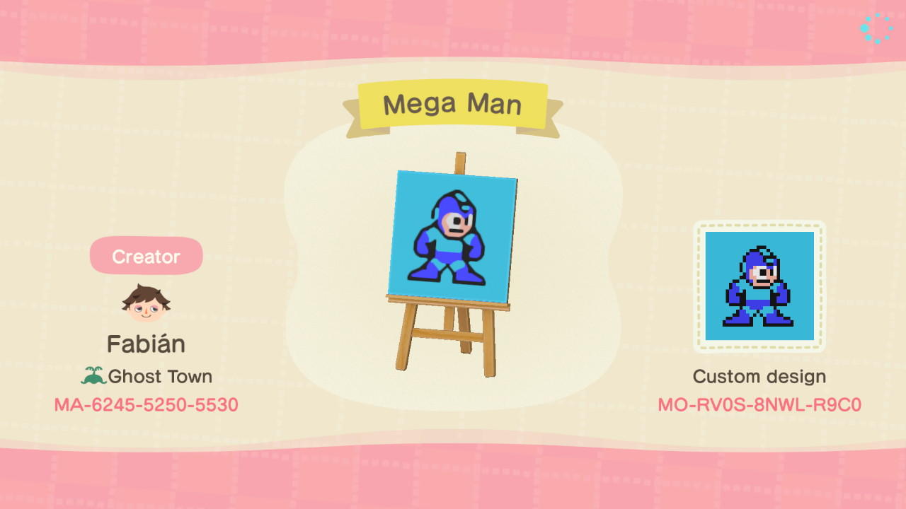 Animal Crossing Design Code: MO-RV0S-8NWL-R9C0 Mega Man