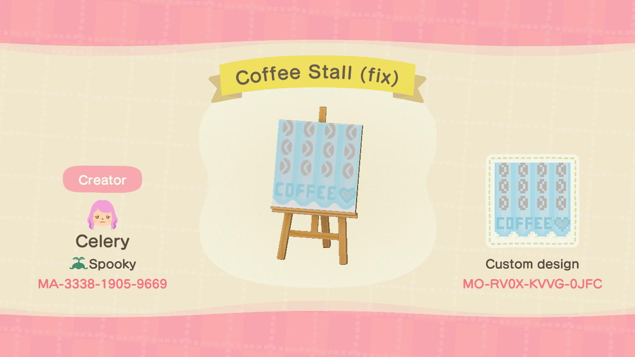 Animal Crossing Design Code: MO-RV0X-KVVG-0JFC Coffee Stall
