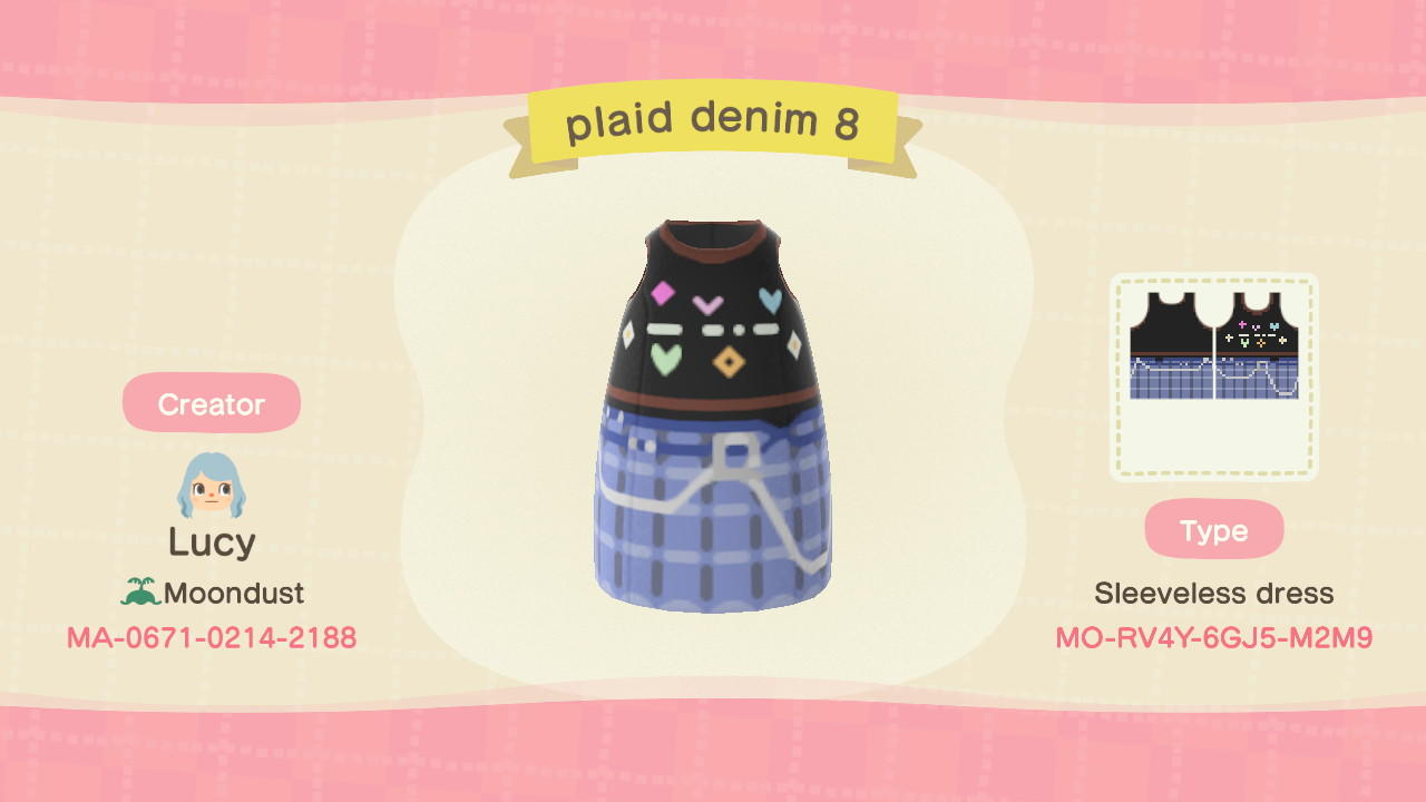 Animal Crossing Design Code: MO-RV4Y-6GJ5-M2M9 plaid denim 8