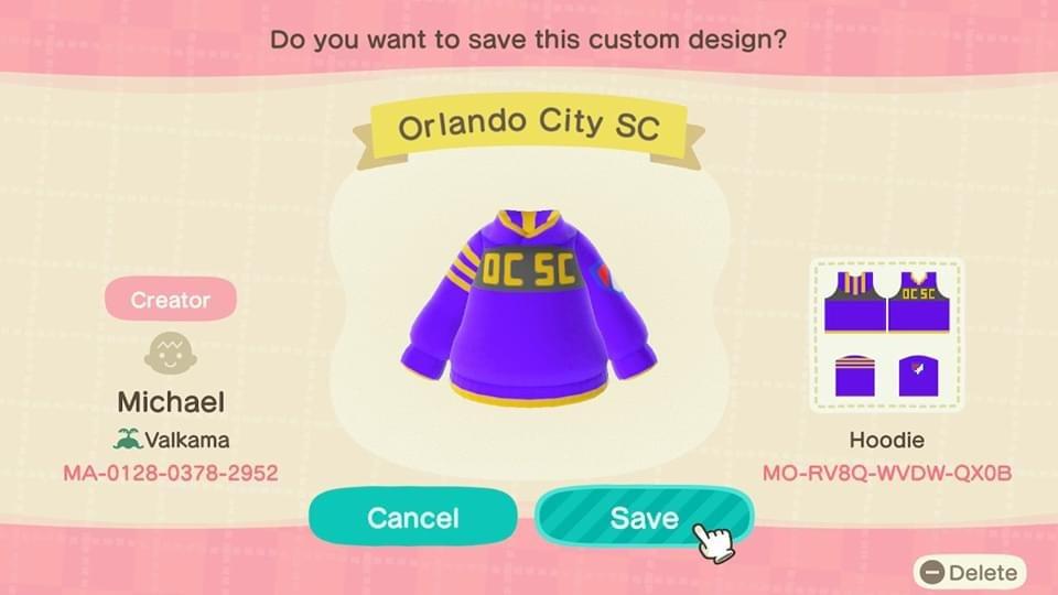 Animal Crossing Design Code: MO-RV8Q-WVDW-QX0B Orlando City SC