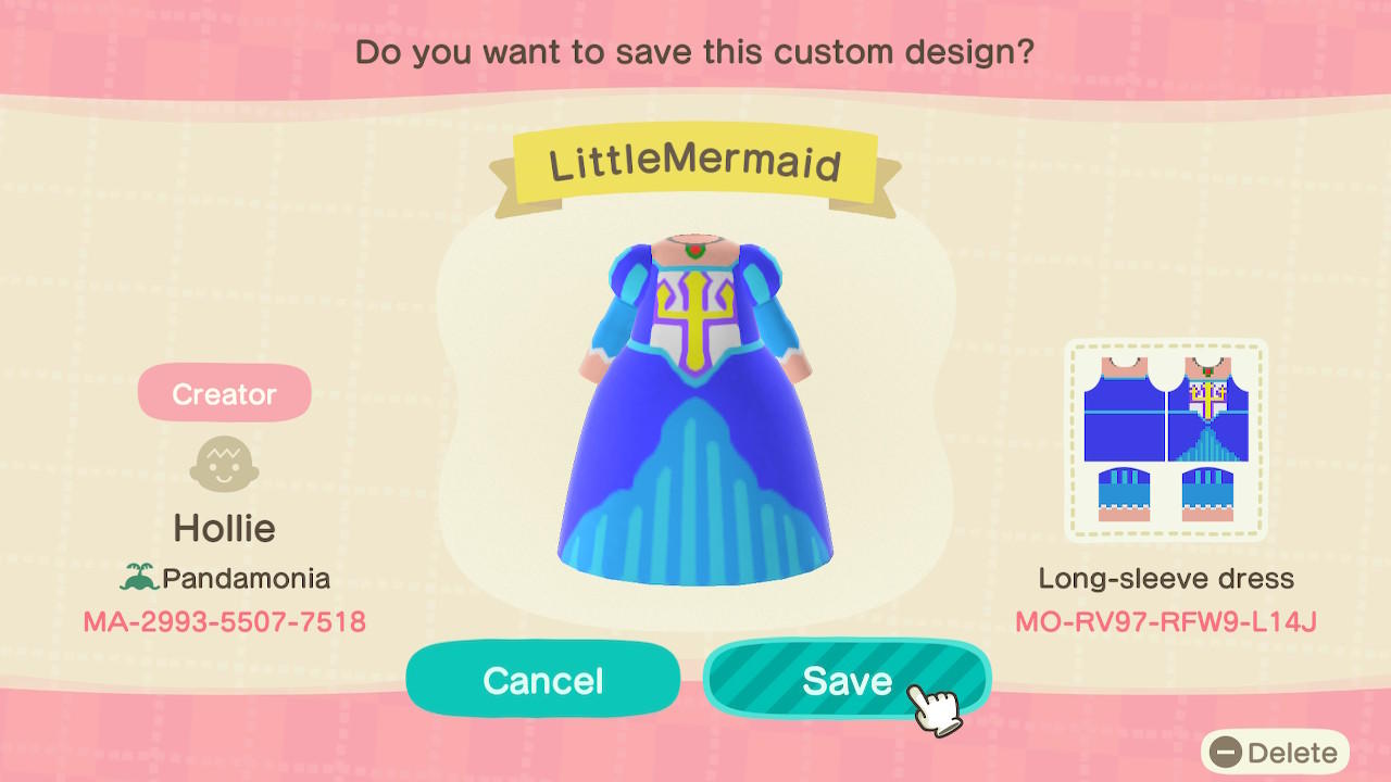 Animal Crossing Design Code: MO-RV97-RFW9-L14J LittleMermaid
