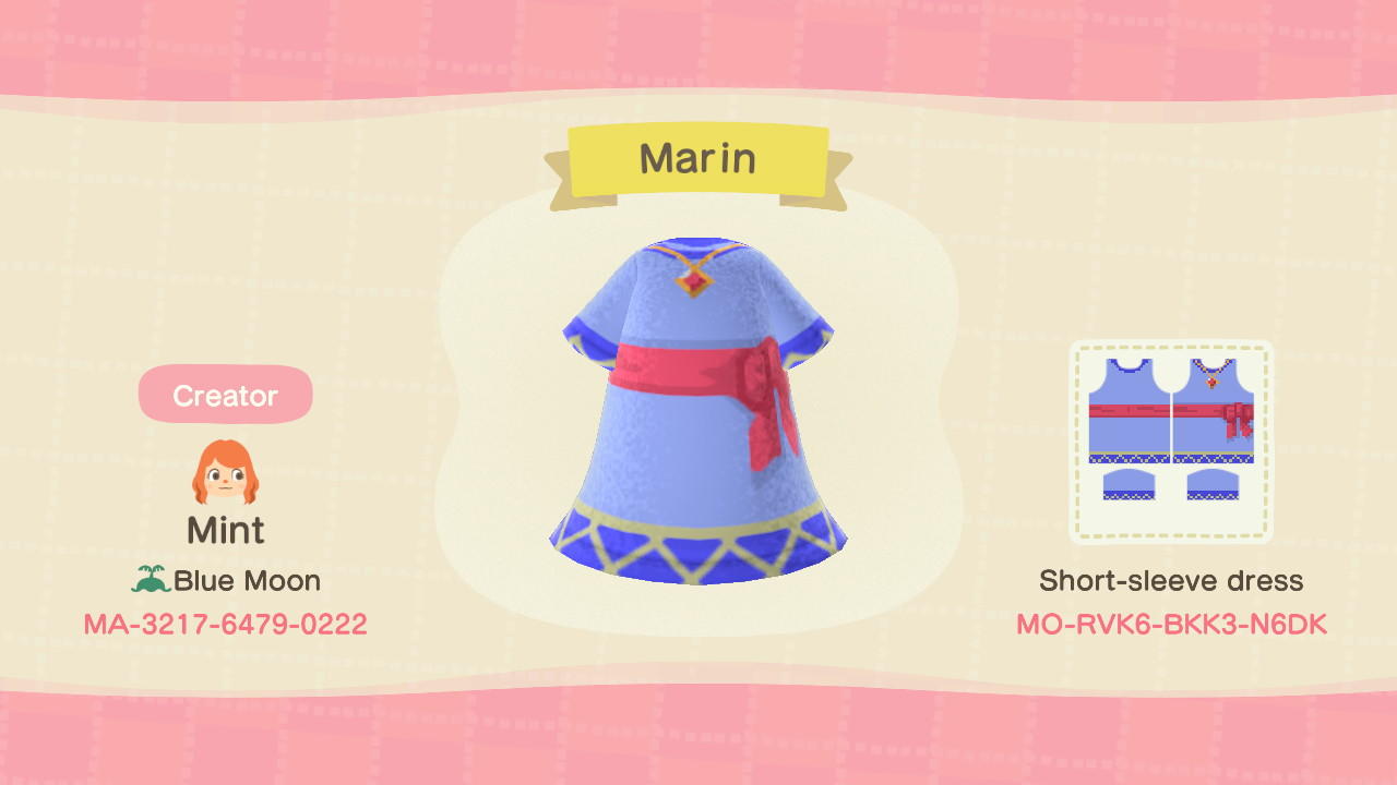 Animal Crossing Design Code: MO-RVK6-BKK3-N6DK Marin