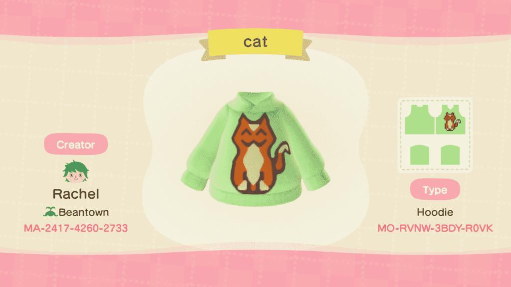 Animal Crossing Design Code: MO-RVNW-3BDY-R0VK cat hoodie