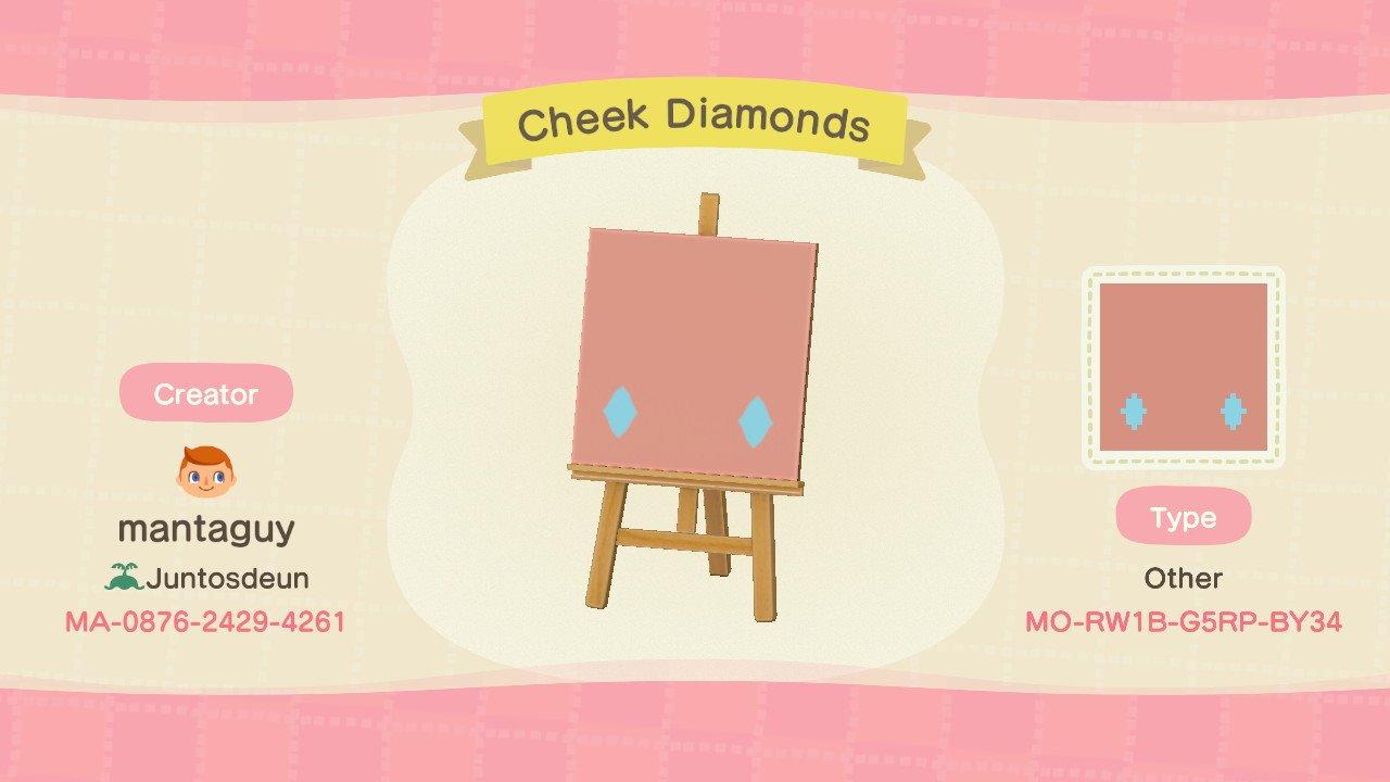 Animal Crossing Design Code: MO-RW1B-G5RP-BY34 Cheek Diamonds