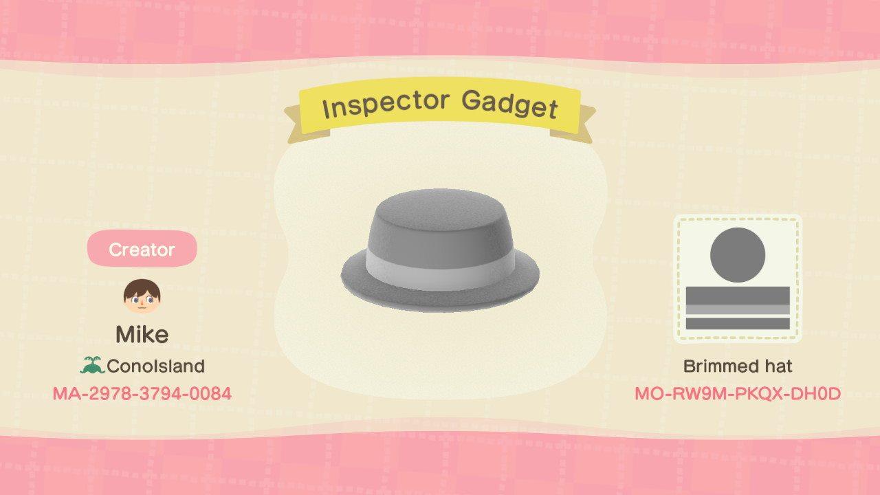 Animal Crossing Design Code: MO-RW9M-PKQX-DH0D Inspector Gadget