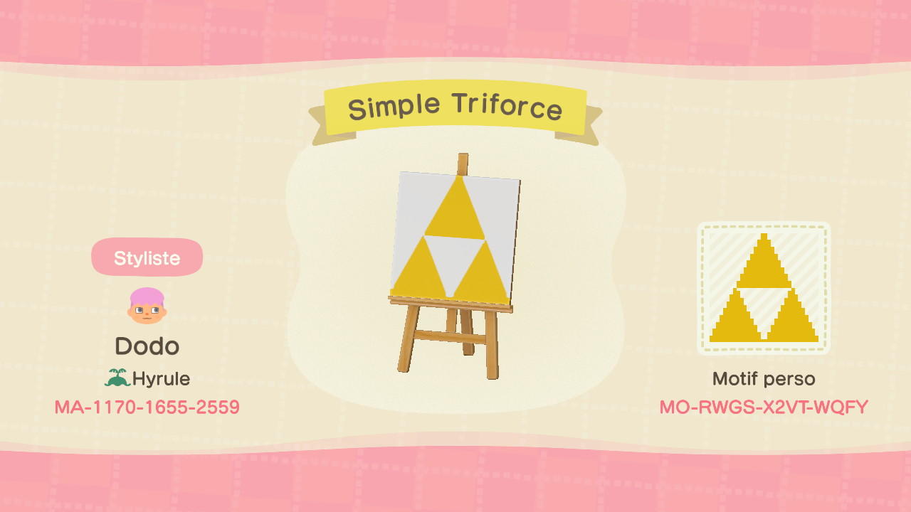 Animal Crossing Design Code: MO-RWGS-X2VT-WQFY Simple Triforce