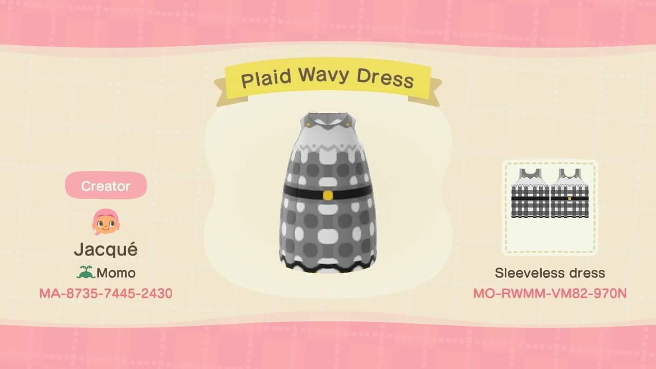 Animal Crossing Design Code: MO-RWMM-VM82-970N Plaid Wavy Dress