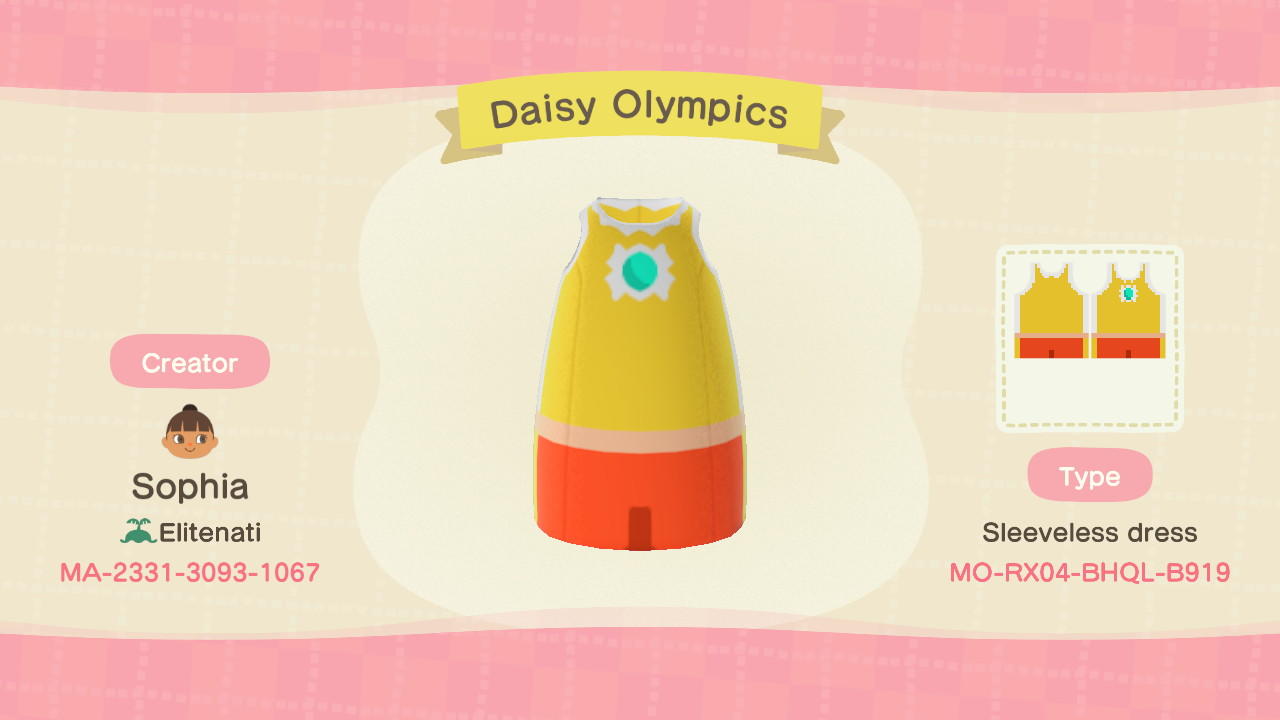 Animal Crossing Design Code: MO-RX04-BHQL-B919 Daisy Olympics