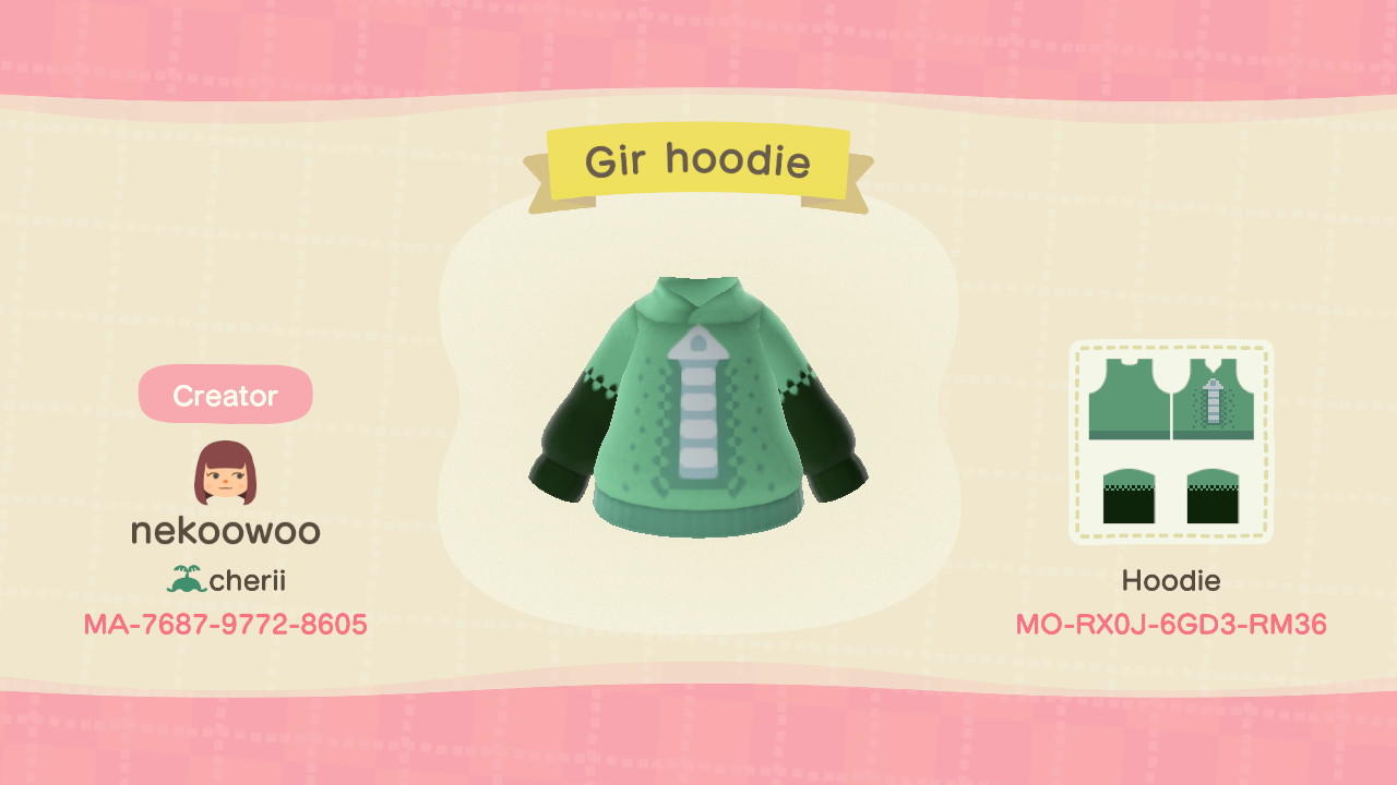 Animal Crossing Design Code: MO-RX0J-6GD3-RM36 Gir hoodie