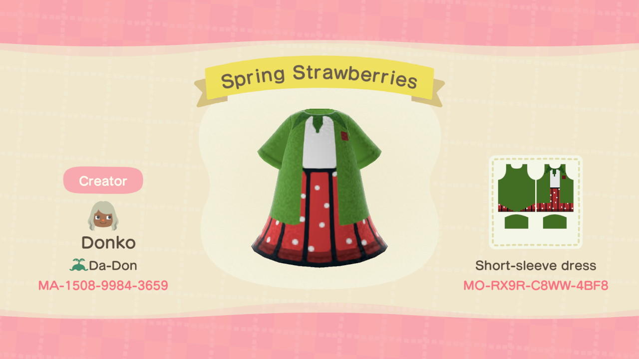 Animal Crossing Design Code: MO-RX9R-C8WW-4BF8 Spring Strawberries