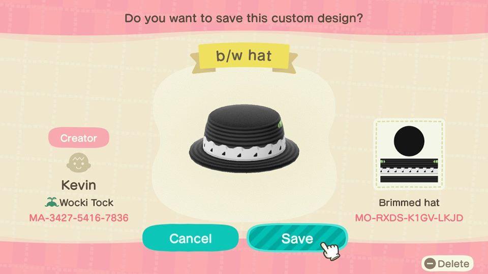 Animal Crossing Design Code: MO-RXDS-K1GV-LKJD b/w hat