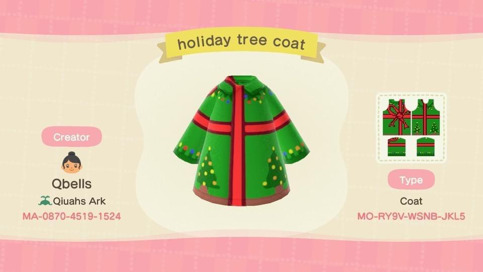 Animal Crossing Design Code: MO-RY9V-WSNB-JKL5 Christmas Coat