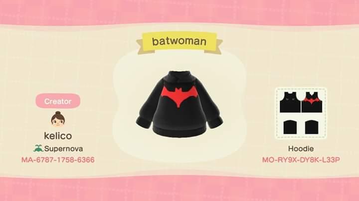 Animal Crossing Design Code: MO-RY9X-DY8K-L33P batwoman