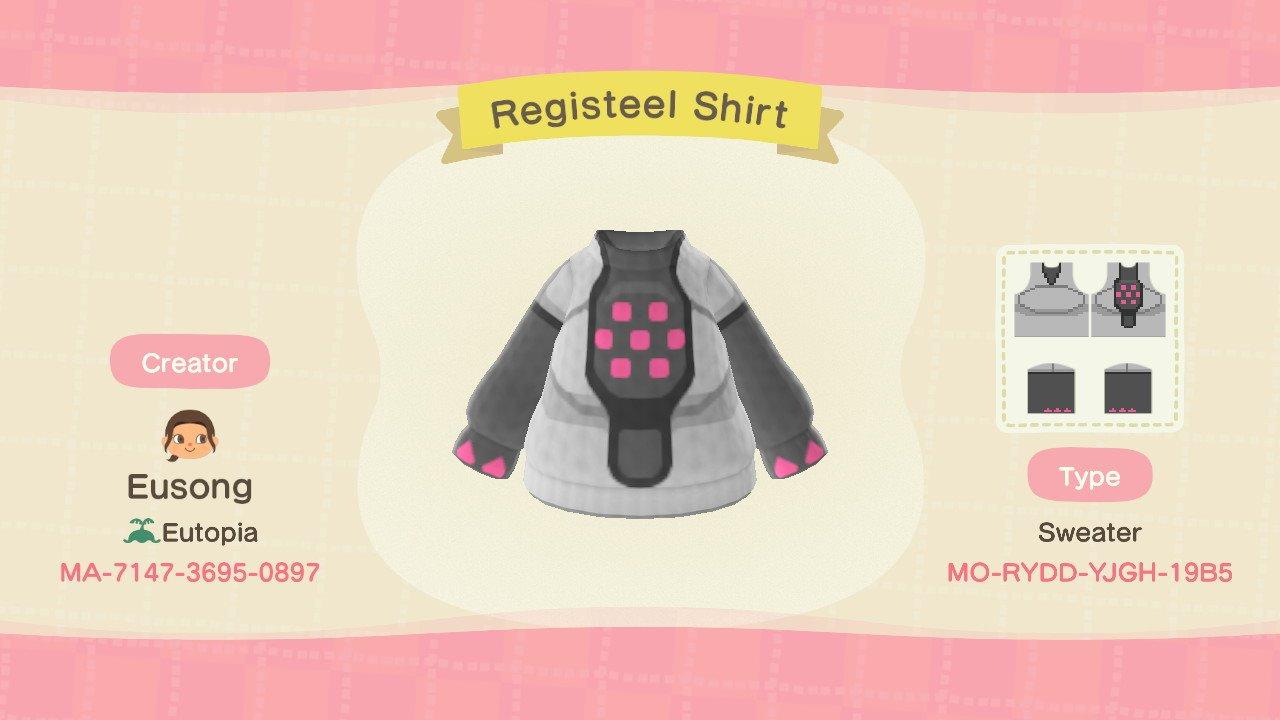 Animal Crossing Design Code: MO-RYDD-YJGH-19B5 Registeel Shirt