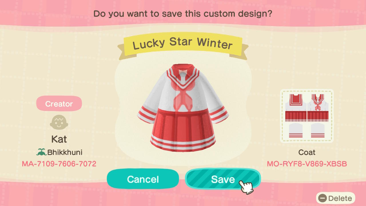 Animal Crossing Design Code: MO-RYF8-VB69-XBSB Lucky Star Winter