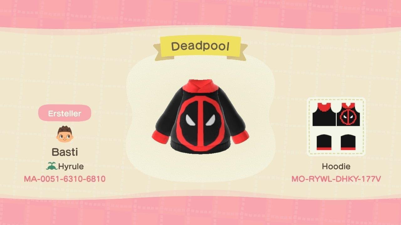 Animal Crossing Design Code: MO-RYWL-DHKY-177V Deadpool