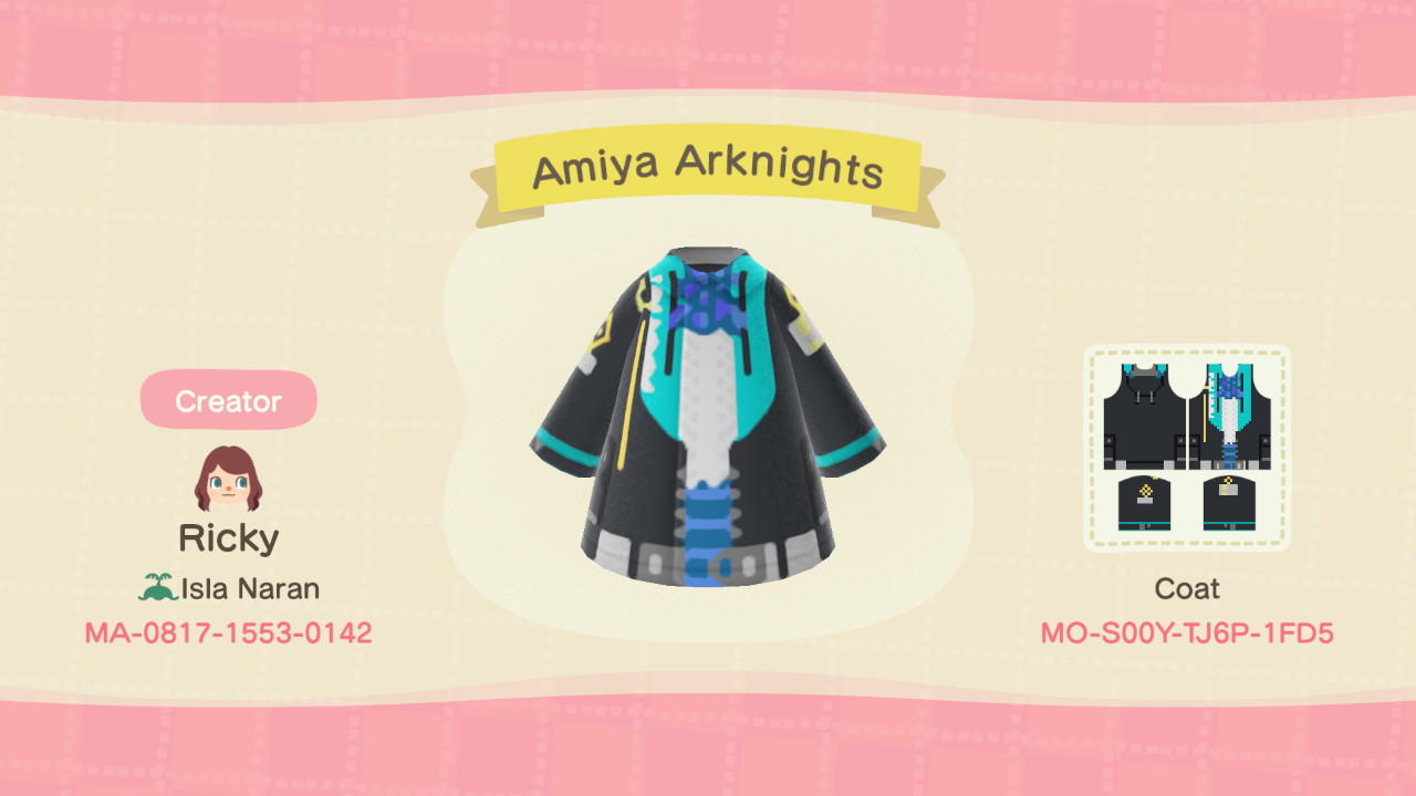 Animal Crossing Design Code: MO-S00Y-TJ6P-1FD5 Amiya Arknights