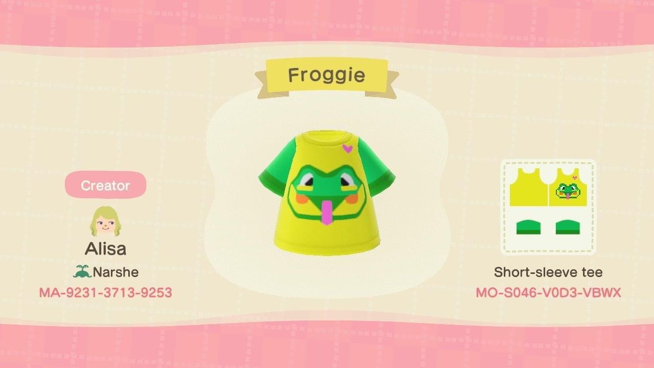 Animal Crossing Design Code: MO-S046-V0D3-VBWX Froggie