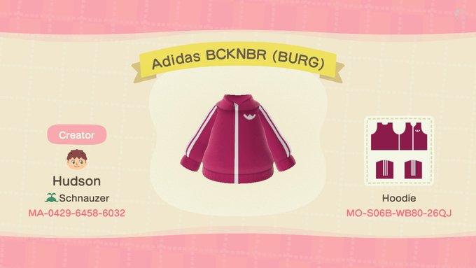 Animal Crossing Design Code: MO-S06B-WB80-26QJ Adidas BCKNBR (BURG)