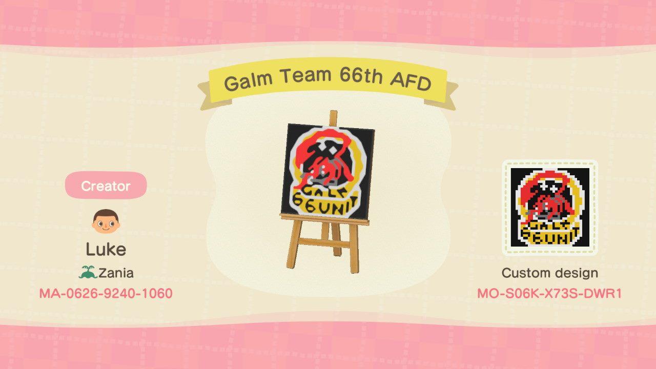 Animal Crossing Design Code: MO-S06K-X73S-DWR1 Galm Team 66th AFD