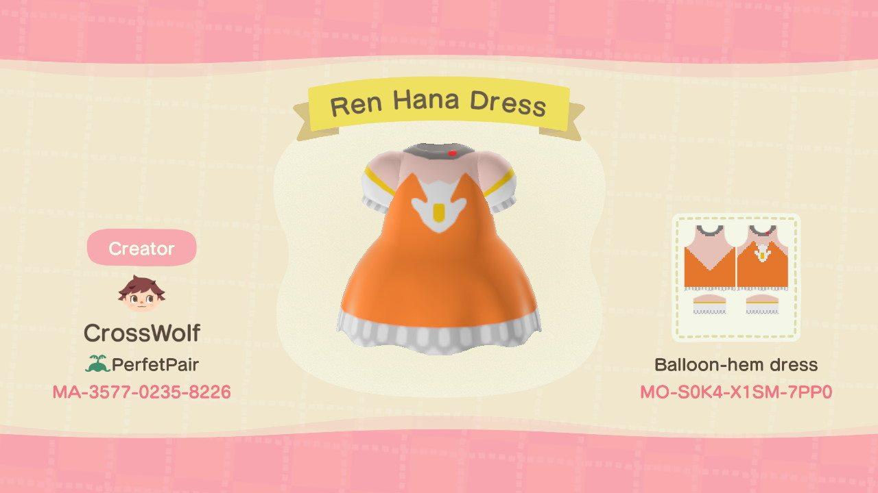 Animal Crossing Design Code: MO-S0K4-X1SM-7PP0 Ren Hana Dress BTD