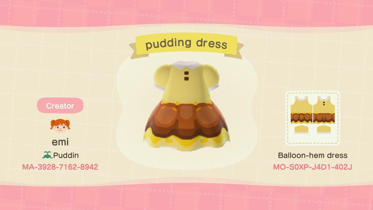 Animal Crossing Design Code: MO-S0XP-J4D1-402J pudding dress