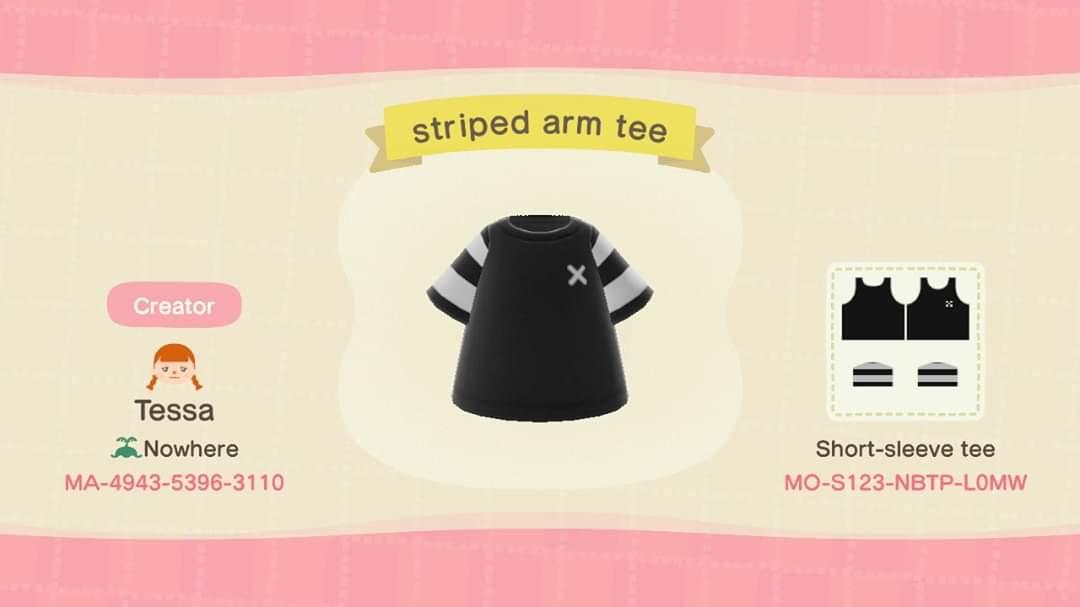 Animal Crossing Design Code: MO-S123-NBTP-L0MW striped arm tee