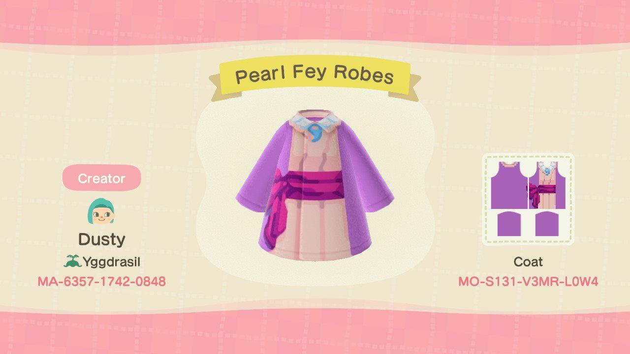 Animal Crossing Design Code: MO-S131-V3MR-L0W4 Pearl Fey Robes