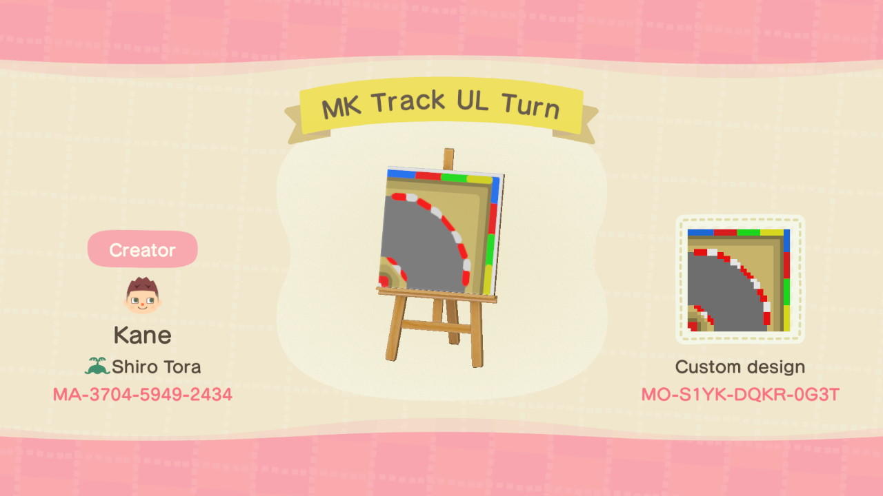 Animal Crossing Design Code: MO-S1YK-DQKR-0G3T MK Track UL Turn