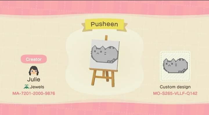 Animal Crossing Design Code: MO-S265-VLLF-Q142 Pusheen