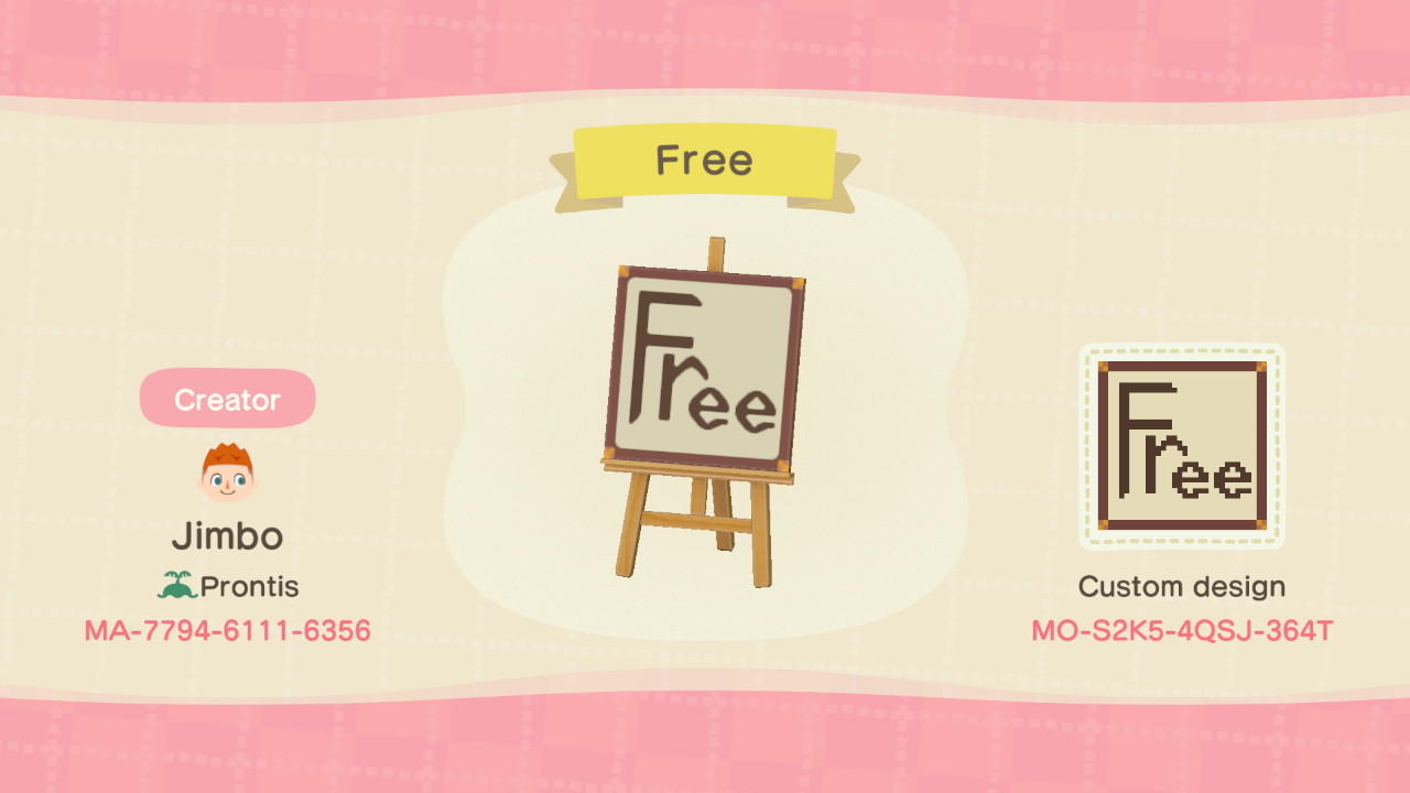 Animal Crossing Design Code: MO-S2K5-4QSJ-364T Free
