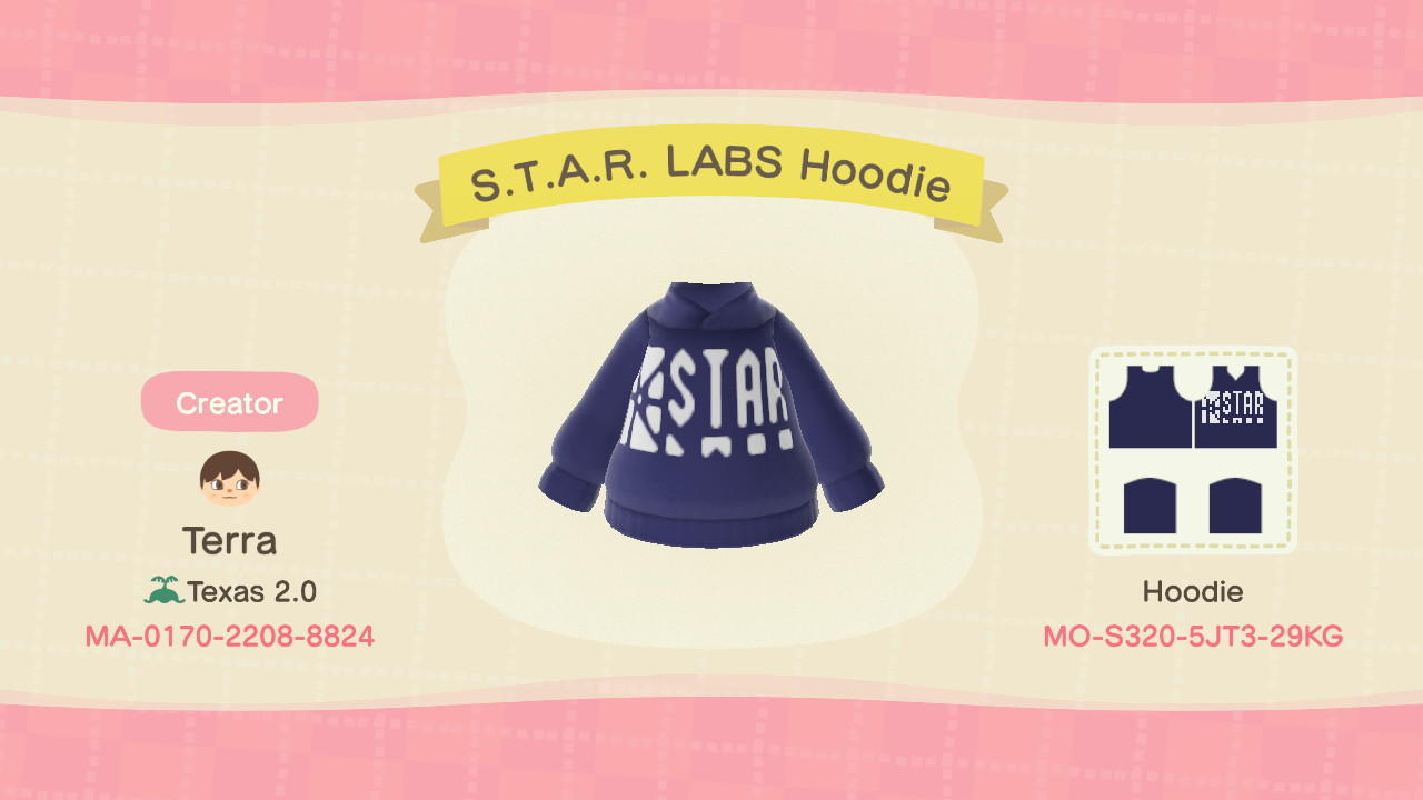 Animal Crossing Design Code: MO-S320-5JT3-29KG S.T.A.R. LABS Hoodie