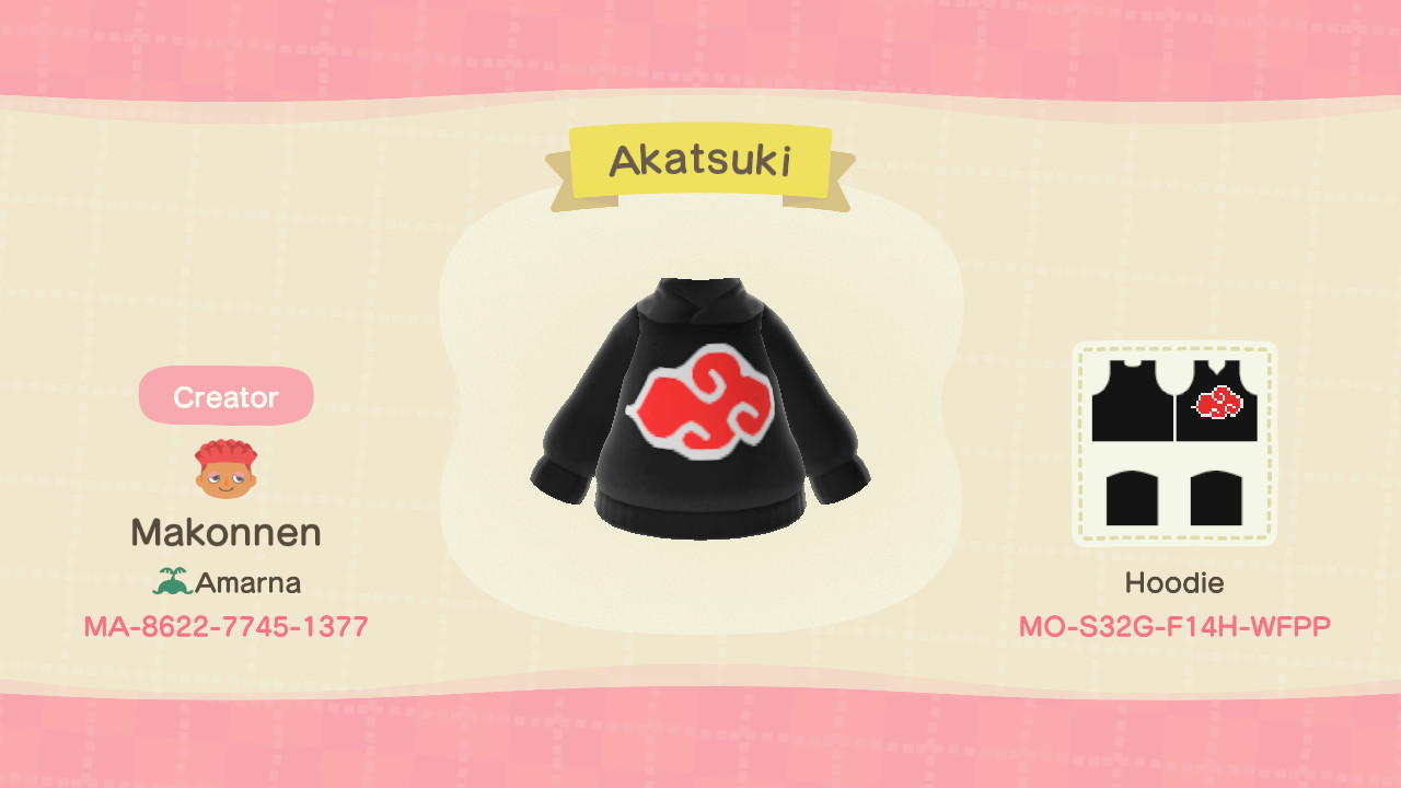 Animal Crossing Design Code: MO-S32G-F14H-WFPP Akatsuki