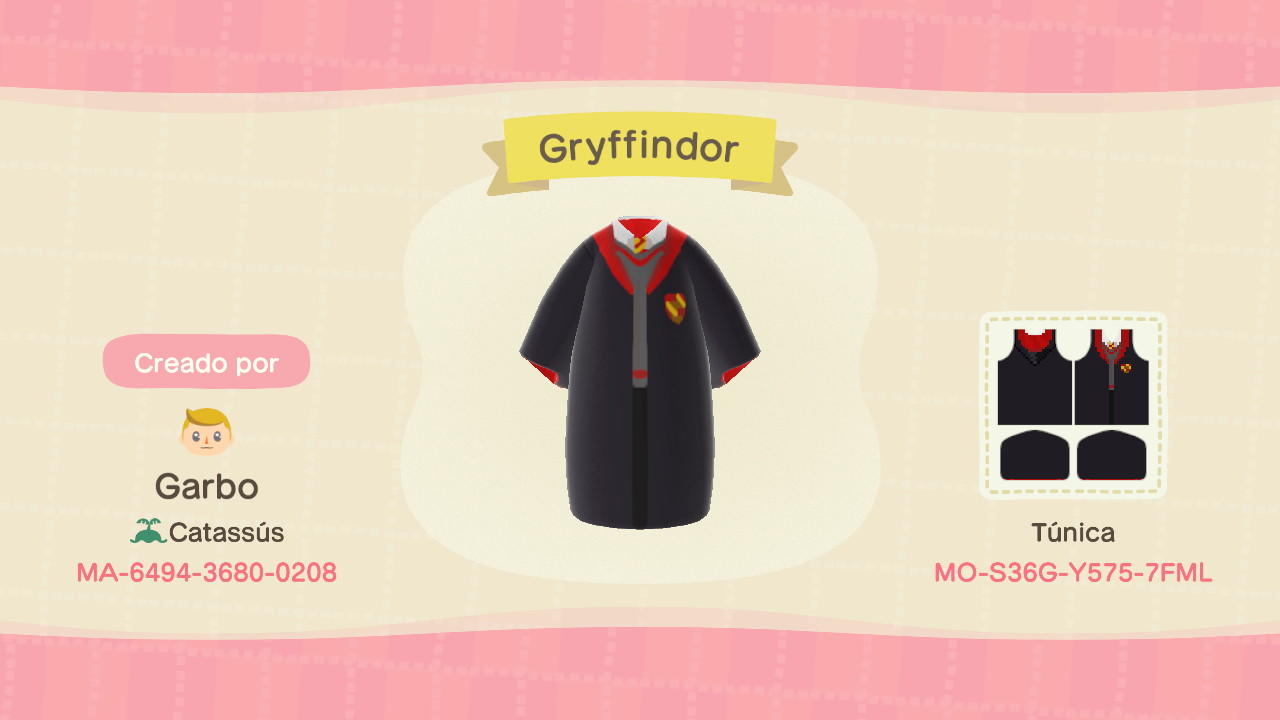 Animal Crossing Design Code: MO-S36G-Y575-7FML Gryffindor