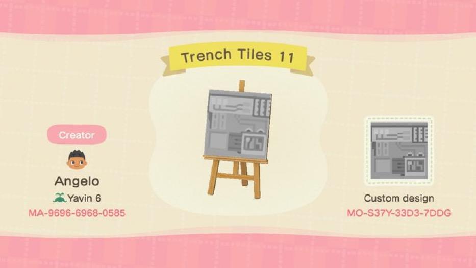 Animal Crossing Design Code: MO-S37Y-33D3-7DDG Trench Tiles 11