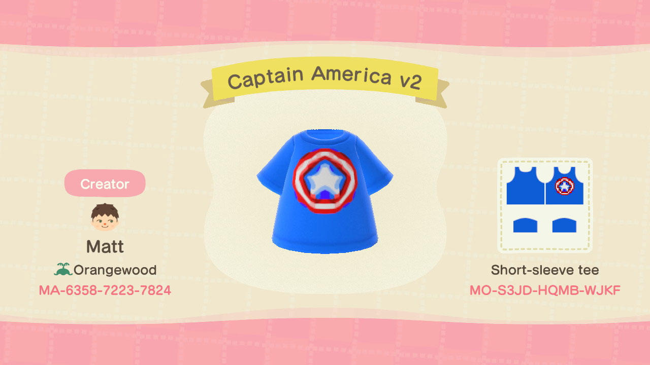 Animal Crossing Design Code: MO-S3JD-HQMB-WJKF Capt America Shield