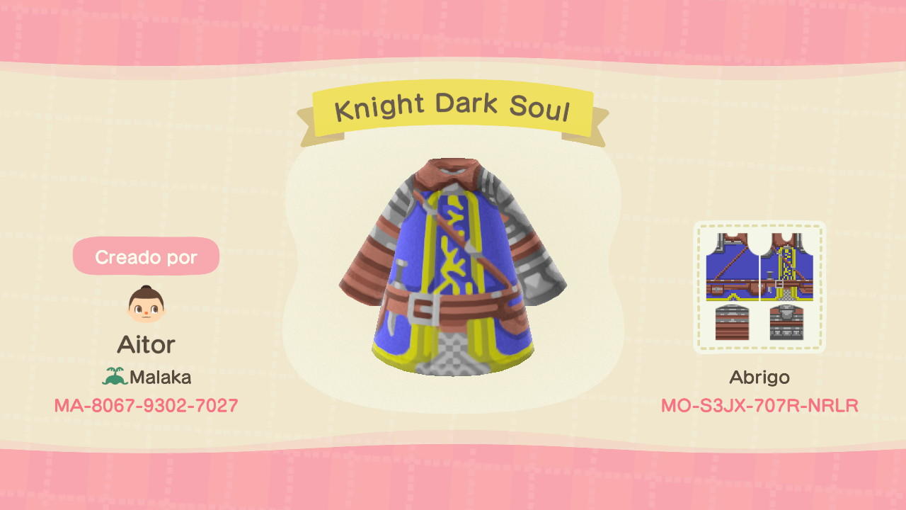 Animal Crossing Design Code: MO-S3JX-707R-NRLR Knight Dark Soul