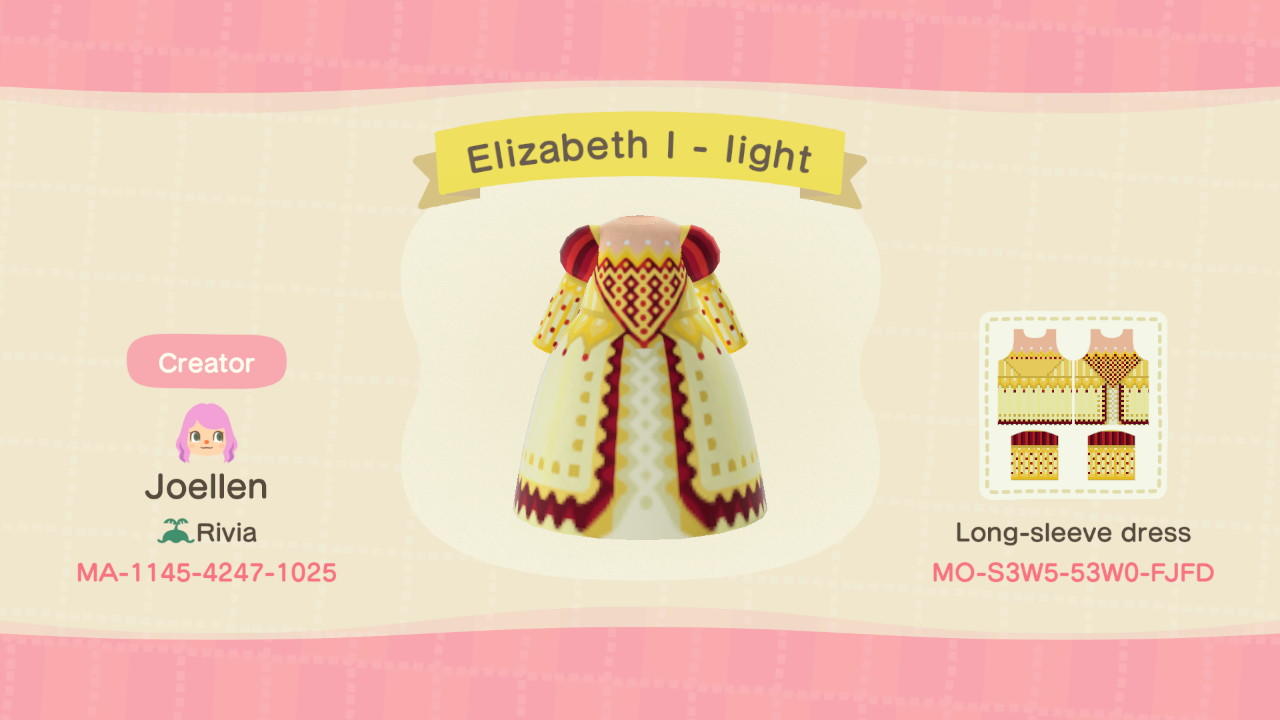 Animal Crossing Design Code: MO-S3W5-53W0-FJFD Elizabeth I
