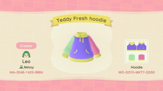 Animal Crossing Design Code: MO-S3YX-MKT7-Q5S0 Teddy Fresh Hoodie