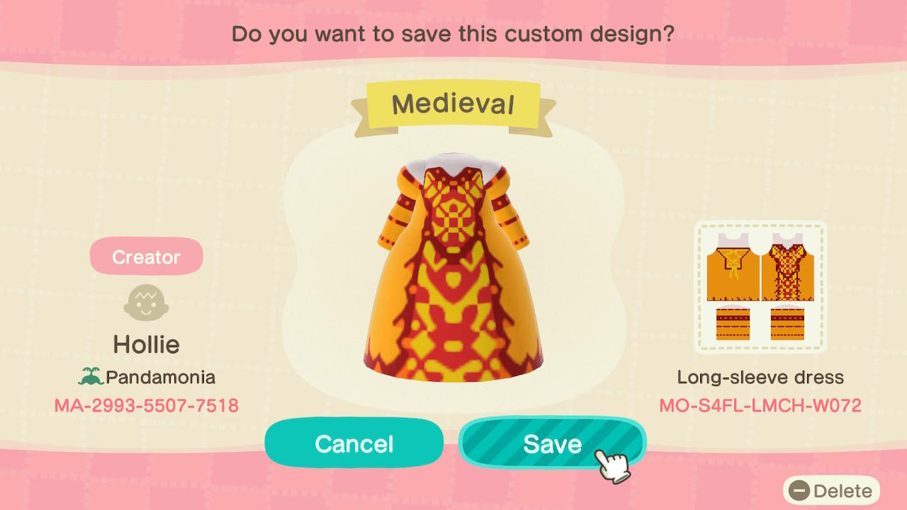 Animal Crossing Design Code: MO-S4FL-LMCH-W072 Medieval