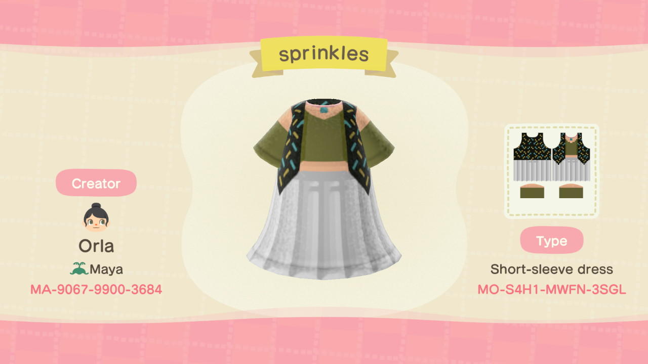 Animal Crossing Design Code: MO-S4H1-MWFN-3SGL Sprinkles
