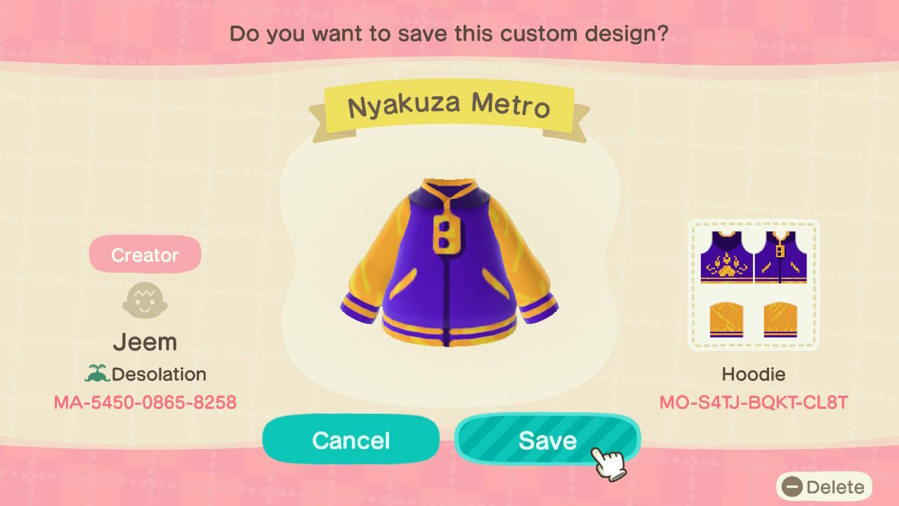 Animal Crossing Design Code: MO-S4TJ-BQKT-CL8T Nyakuza Metro
