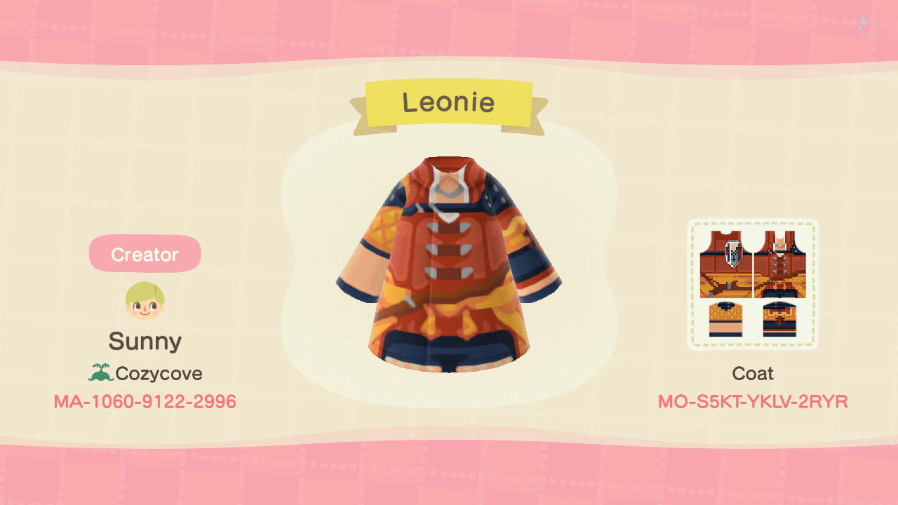 Animal Crossing Design Code: MO-S5KT-YKLV-2RYR Leonie