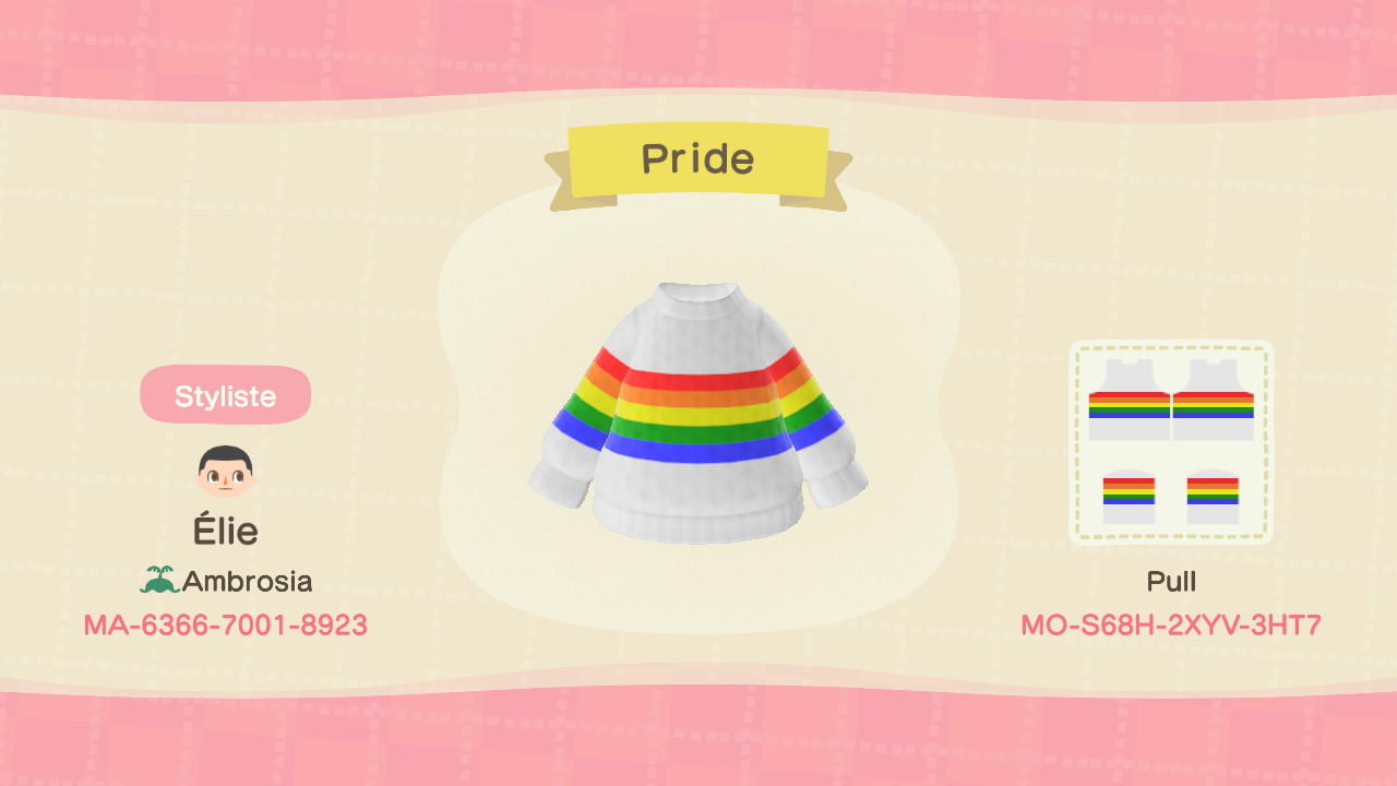 Animal Crossing Design Code: MO-S68H-2XYV-3HT7 Pride