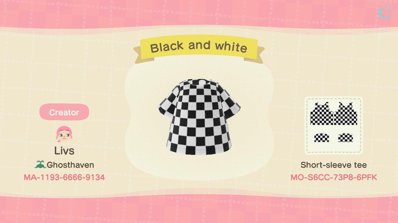 Animal Crossing Design Code: MO-S6CC-73P8-6PFK blackchequeredtshirt
